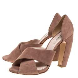 Miu Miu Pink Suede Cross Strap D'orsay Sandals Size 39.5
