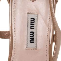 Miu Miu Beige Patent Leather Bow Thong Flats Size 38.5