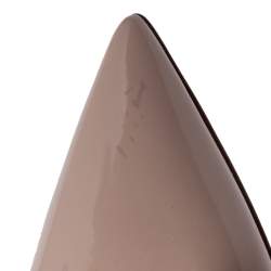 Pre Owned Miu Miu Beige Patent Crystal Embellished Heel Pointed Toe Pumps Size 41