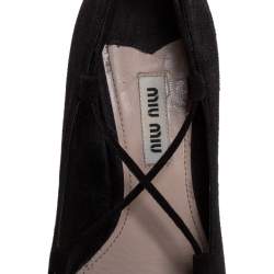 Miu Miu Black Suede Lace Up Block Heel Pumps Size 36