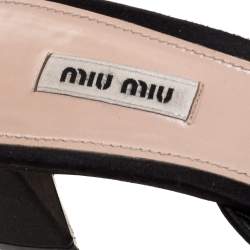 Miu Miu Black Satin Buckle Detail Crystal Embellished Slide Mules Size 40