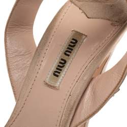 Miu Miu Beige Suede Crystal Ankle Straps Platform Sandals Size 38.5
