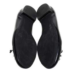 Pre Owned Miu Miu Black Patent Leather Crystal Embellished Ballet Flats Size 38.5