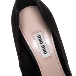 Pre Owned Miu Miu Black Satin Crystal and Pearl Embellished Pointed Toe Pumps Size 38