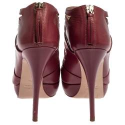 Pre Owned Miu Miu Pink Leather Cage Platform Ankle Booties Size 38.5