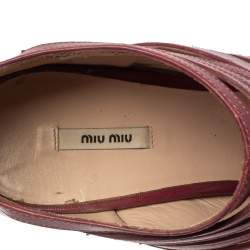 Pre Owned Miu Miu Pink Leather Cage Platform Ankle Booties Size 38.5