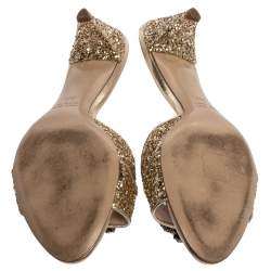Miu Miu Coarse Glitter Crystal Embellished Mules Sandals Size 39.5