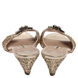 Miu Miu Coarse Glitter Crystal Embellished Mules Sandals Size 39.5