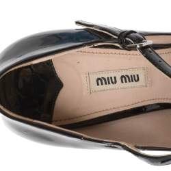 Miu Miu Black Patent Leather Mary Jane Cone Heel Pumps Size 39.5