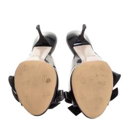 Miu Miu Black Patent Leather Bow Slide Sandals Size 40