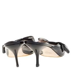 Miu Miu Black Patent Leather Bow Slide Sandals Size 40