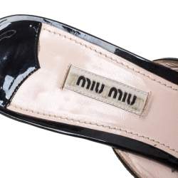 Miu Miu Black Patent Leather Bow Slide Sandals Size 40