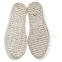 مملوكة مسبقًا Miu Miu White Leather Heart Embellished Platform Sneakers Size 36