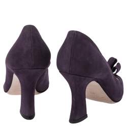 Miu Miu Burgundy Suede Bow Peep Toe Pumps Size 37