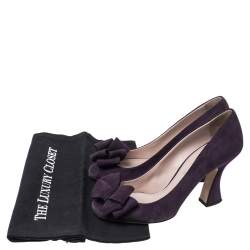 Miu Miu Burgundy Suede Bow Peep Toe Pumps Size 37