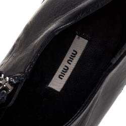 Pre Owned Miu Miu Black Leather Booties Size 39