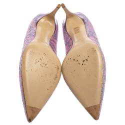 مملوكة مسبقًا Miu Miu Multicolor Metallic Lurex Fabric Pointed Toe Pumps Size 37.5