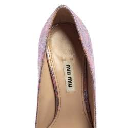 مملوكة مسبقًا Miu Miu Multicolor Metallic Lurex Fabric Pointed Toe Pumps Size 37.5
