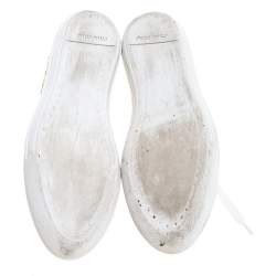 Pre Owned Miu Miu Metallic Gold Glitter Low Top Sneakers Size 36