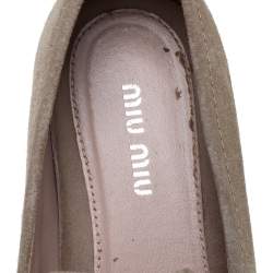Miu Miu Beige Suede Metal Cap Toe Platform Slip On Sneakers Size 36.5