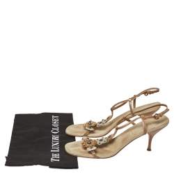 Pre Owned Miu Miu Leather And Suede T Strap Slingback Sandals Size39.5