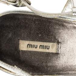 Miu Miu Silver Leather Slingback Strappy Sandals Size 39