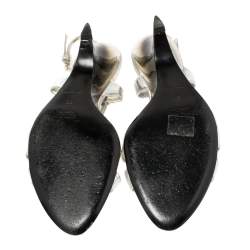 Miu Miu Silver Leather Slingback Strappy Sandals Size 39