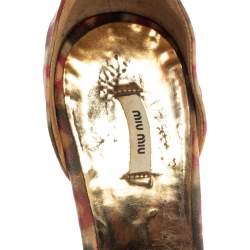 Miu Miu Multicolor Printed Fabric Ankle Strap Sandals Size 38.5