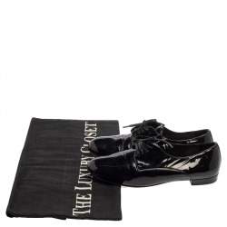 Miu Miu Black Patent Leather Flat Lace Up Derby Size 35.5