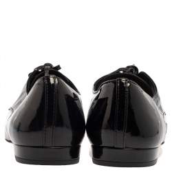 Miu Miu Black Patent Leather Flat Lace Up Derby Size 35.5