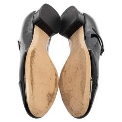 Pre Owned حذاء باليرينا فلات ميو ميو ماري جين جلد أسود لامع مقاس 35.5