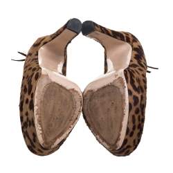 Miu Miu Brown Leopard Print Calf Hair Platform Booties Size 38