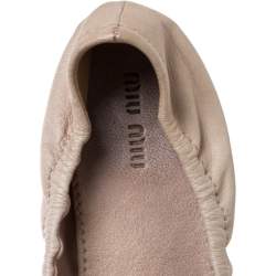 Miu Miu Beige Leather Embellished  Flats Size 38