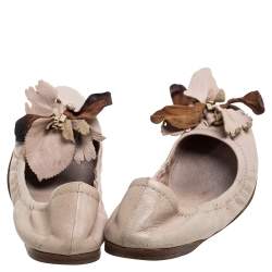 Miu Miu Beige Leather Embellished  Flats Size 38