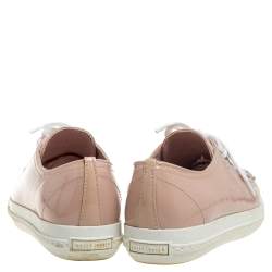 Pre Owned Miu Miu Beige Patent Leather Crystal Embellished Low Top Sneakers Size 37