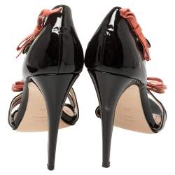 Miu Miu Black /Orange  Patent Leather Sandals Size 39