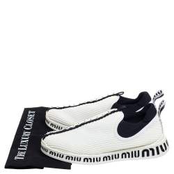 Pre Owned Miu Miu White Mesh Crystal Embellished Slip On Sneakers Size 39.5
