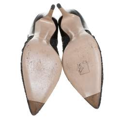 Miu Miu Black Glitter And Patent Leather Pointed Toe Pumps Size 40