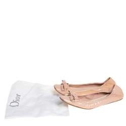 Dior Blush Pink Patent Leather Bow Ballet Flats Size 36