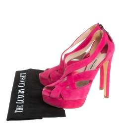Miu Miu Pink Suede Strappy Platform Sandals Size 37.5