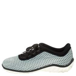 Pre Owned Miu Miu Blue Mesh And Fabric Low Top Sneakers Size 39.5