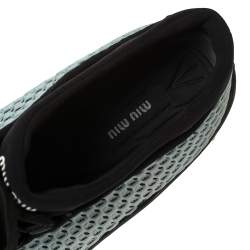 Pre Owned Miu Miu Blue Mesh And Fabric Low Top Sneakers Size 39.5