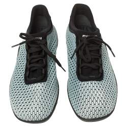 Pre Owned Miu Miu Blue Mesh And Fabric Low Top Sneakers Size 39.5