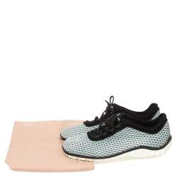 Pre Owned Miu Miu Blue Mesh And Fabric Low Top Sneakers Size 39.5