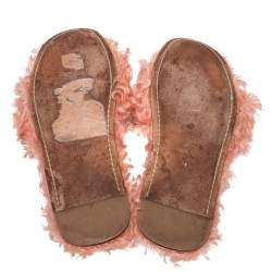 Miu Miu Pink Shearling Pearl Flat Sandals Size 36.5