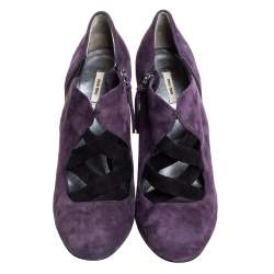 Miu Miu Purple Suede Ankle Booties Size 38.5