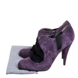 Miu Miu Purple Suede Ankle Booties Size 38.5