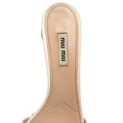 Miu Miu White Patent Leather Embellished Sandals Size 37.5