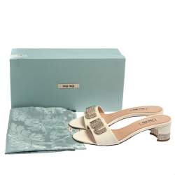 Miu Miu White Patent Leather Embellished Sandals Size 37.5