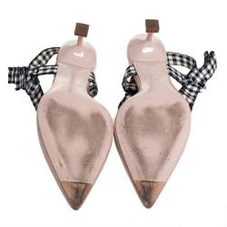 Miu Miu Beige Patent Leather And Fabric Slingback Sandals Size 36